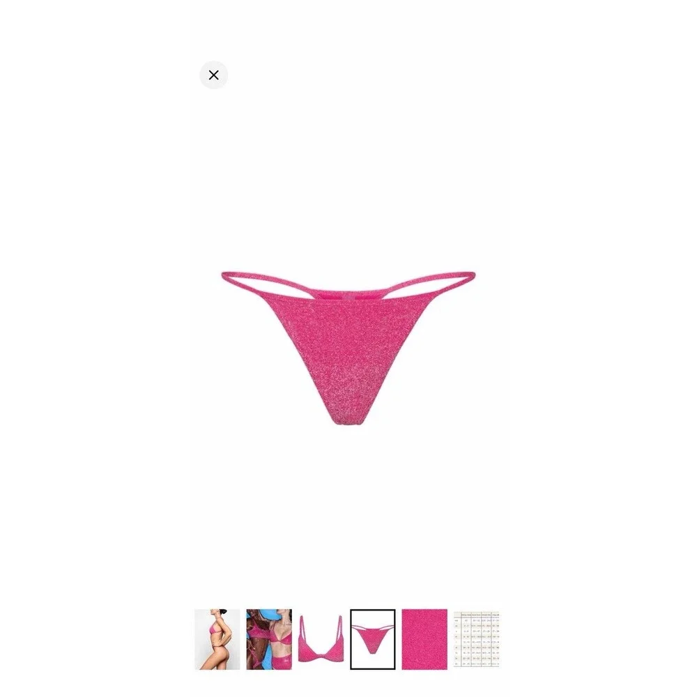 SKIMS Giltter Triangle Bikini Set Magenta Medium